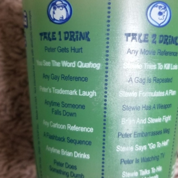 The Official Family Guy Drinking Game US Pint Glass Applied Color Label 16 Oz - Picture 3 of 5